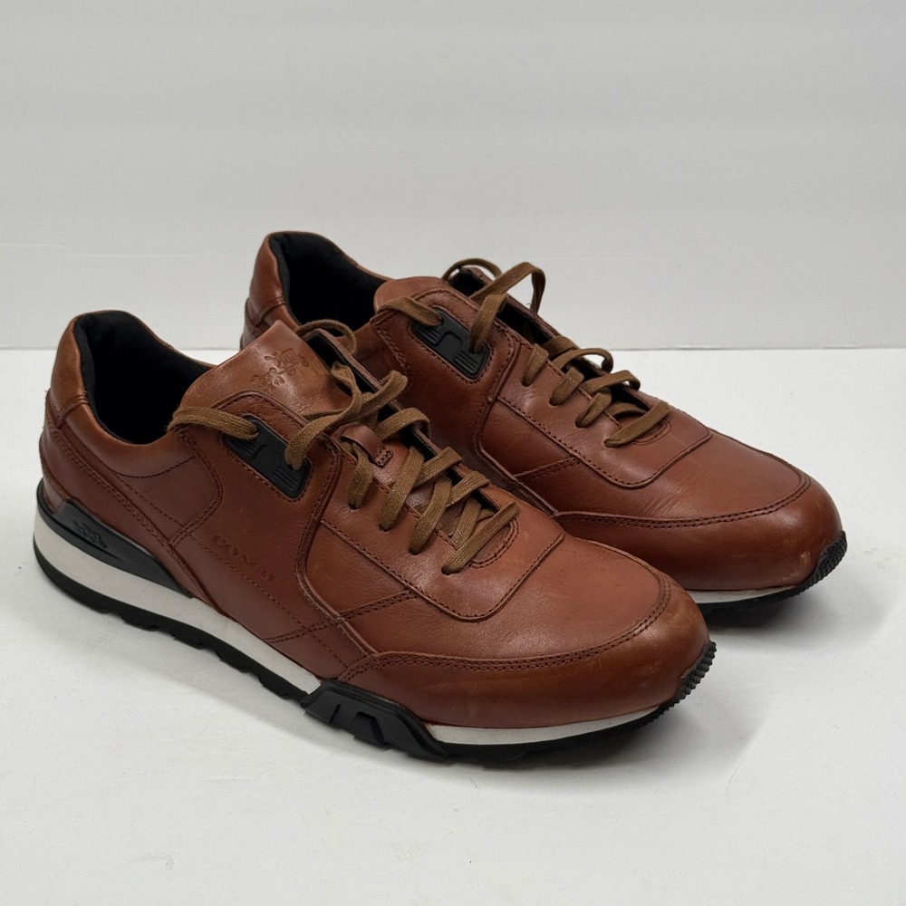 Coach Low Top Sneaker Leather Brown Casual Comfort Lace Up Trainer Size 12